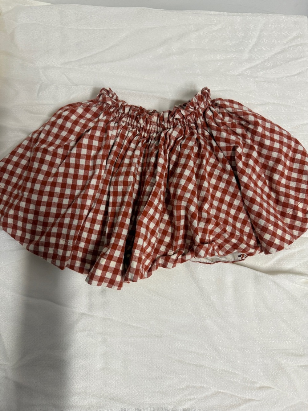 Pink Chicken Theodore Rust and White Gingham Smocked Waist Skirt - Picture 1 of 6
